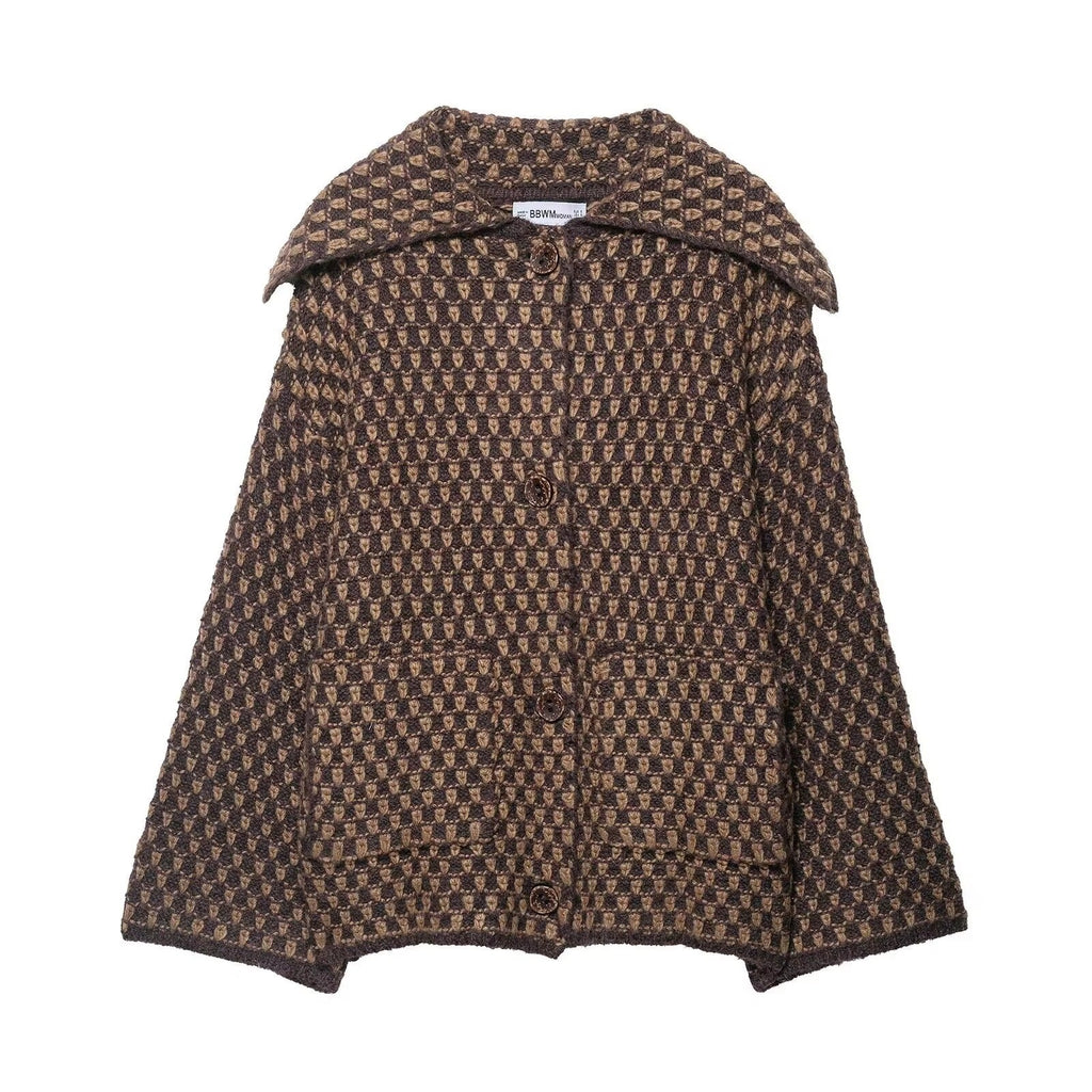 Cardigan en tricot jacquard oversize pour femmes