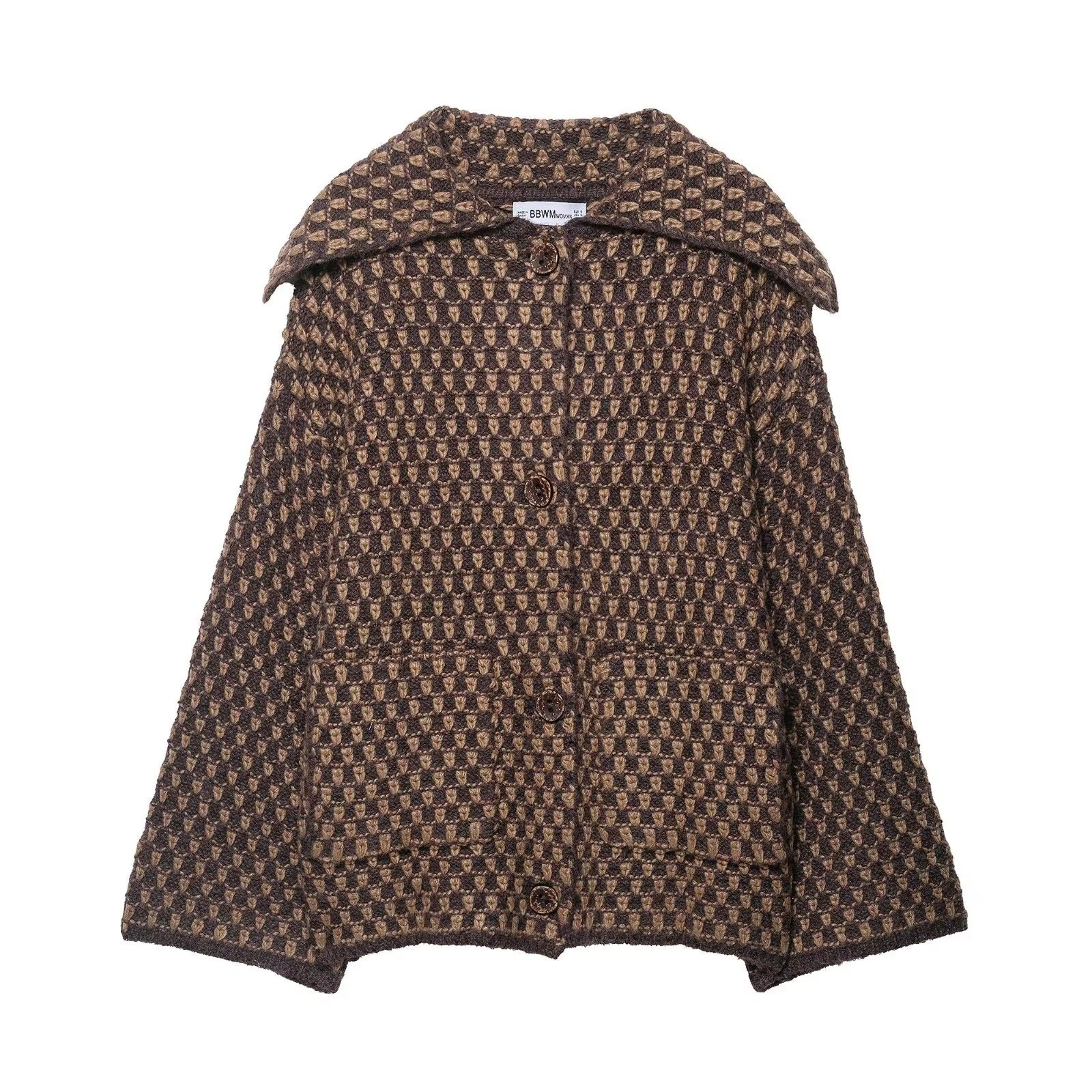 Cardigan en tricot jacquard oversize pour femmes