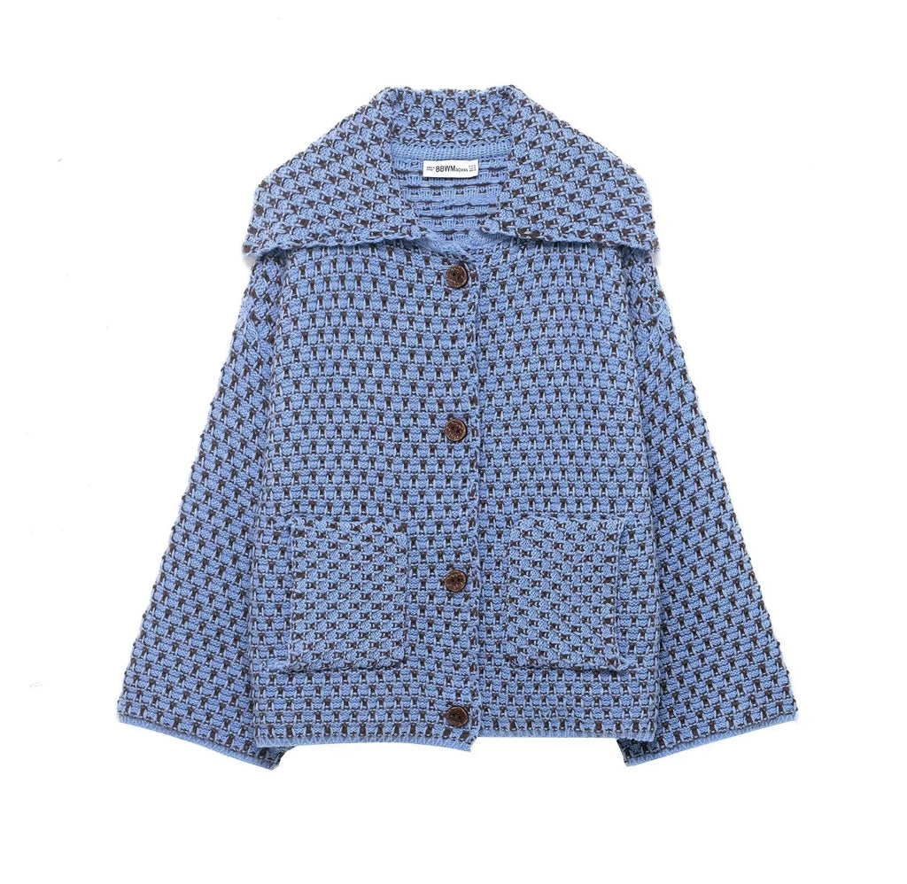 Cardigan en tricot jacquard oversize pour femmes
