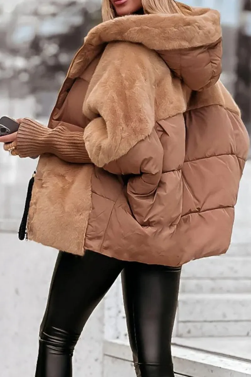Veste décontractée doublée à capuche pour femmes